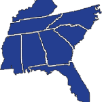 Southeastern US map