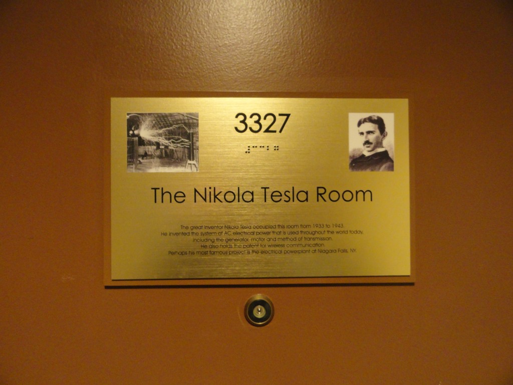 Tesla room plaque New Yorker Hotel