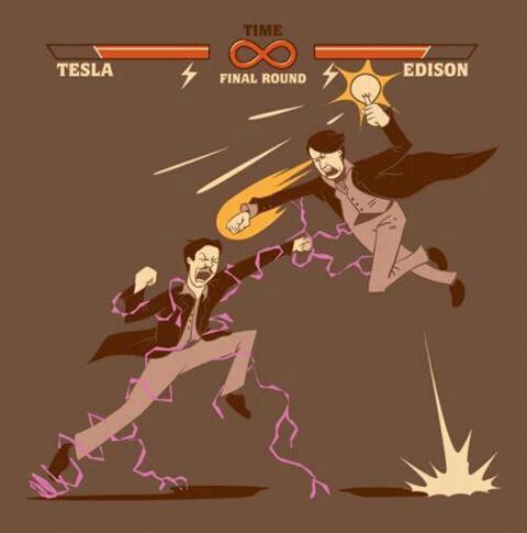 Tesla vs Edison cartoon