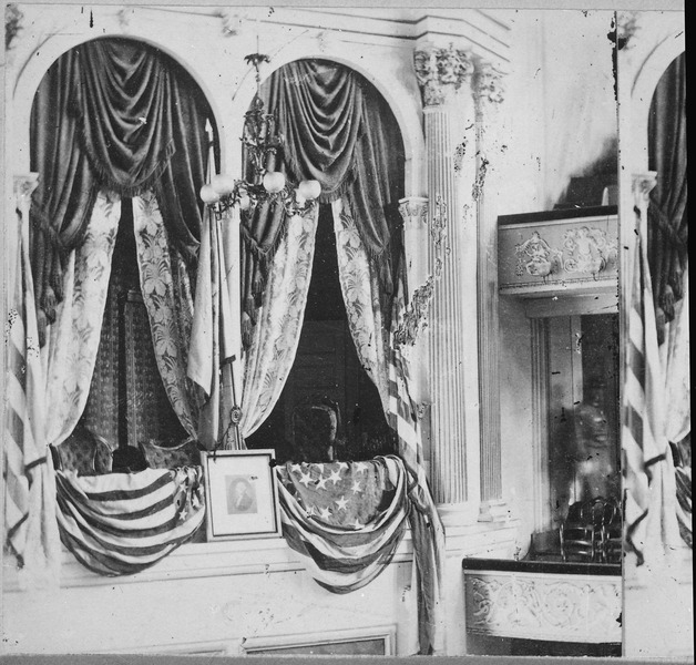 Ford's Theatre decorated for President Lincoln's attendance April 14, 1865
