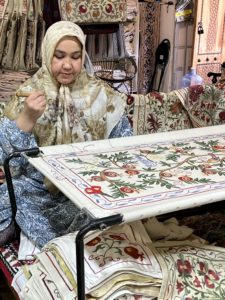 Silk needlework in Bukhara, Uzbekistan, 2023