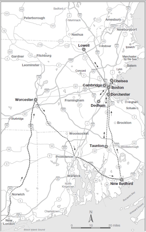1848 Lincoln in New England map