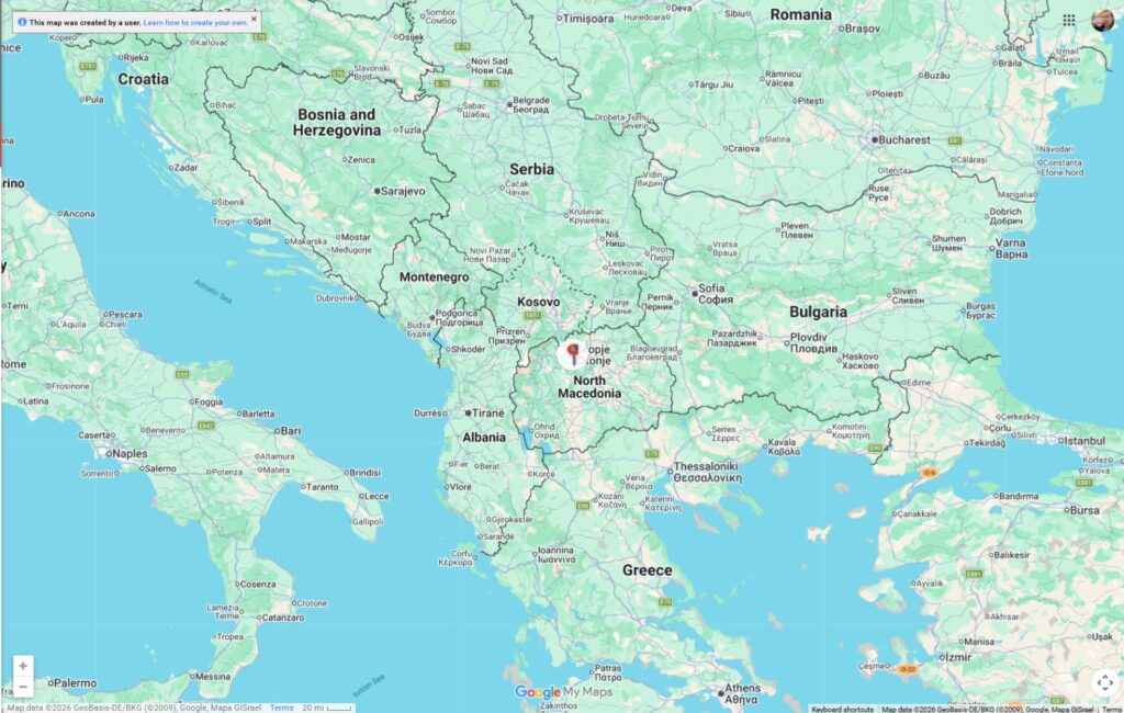 Lincoln Sculpture Project Map of Skopje, North Macedonia